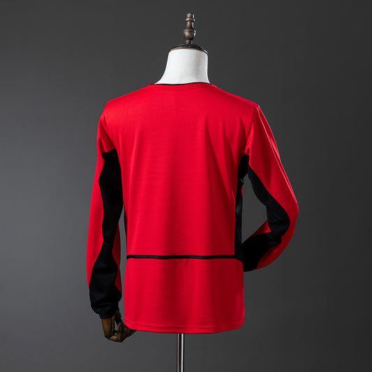 Camiseta retro Manchester United 2002/03 primera equipación manga larga detalle escudo – Cortita y al Pie