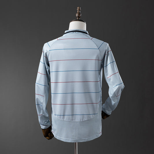 Camiseta retro FC Barcelona 2003/04 segunda equipación manga larga detalle – Cortita y al Pie