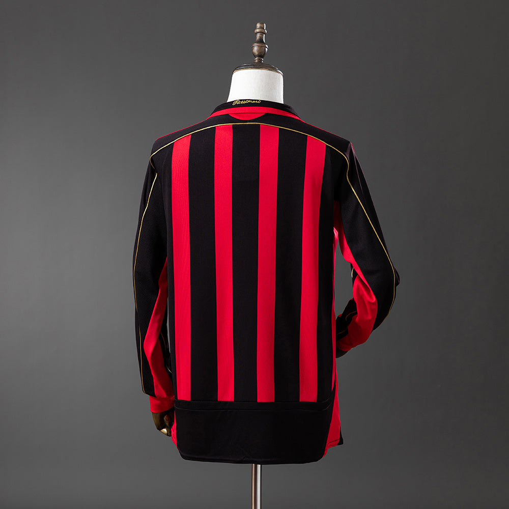 Camiseta retro AC Milan 2006/07 primera equipación manga larga detalle escudo – Cortita y al Pie