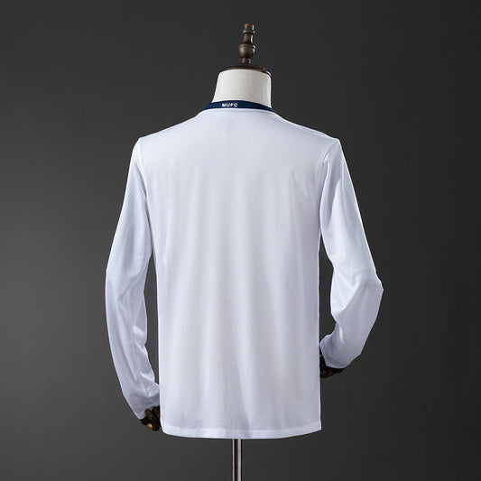 Camiseta retro Manchester United 2008/09 tercera equipación manga larga UCL Final detalle – Cortita y al Pie