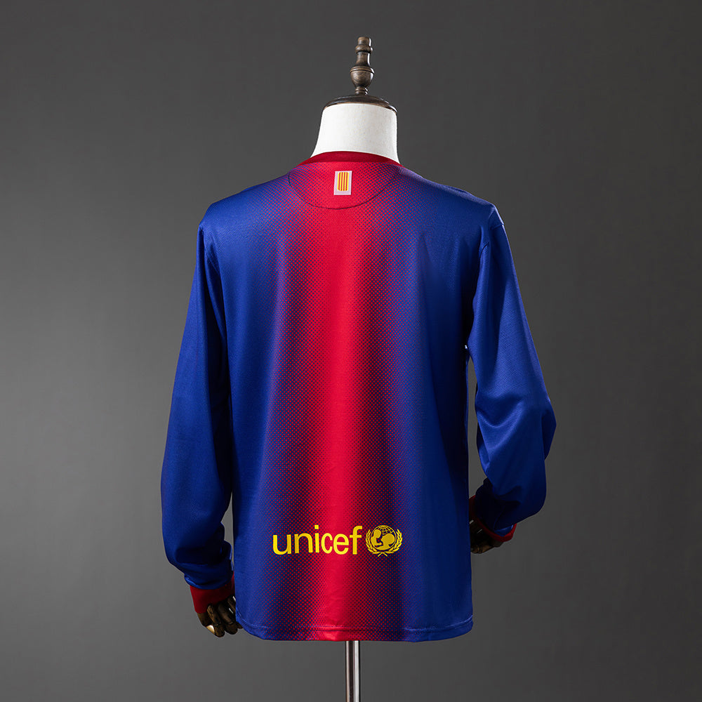Camiseta retro FC Barcelona 2012/13 primera equipación manga larga detalle escudo – Cortita y al Pie