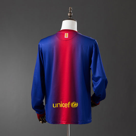 Camiseta retro FC Barcelona 2012/13 primera equipación manga larga detalle escudo – Cortita y al Pie