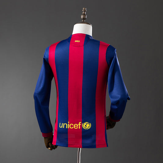 Camiseta retro FC Barcelona 2014/15 primera equipación manga larga detalle escudo – Cortita y al Pie
