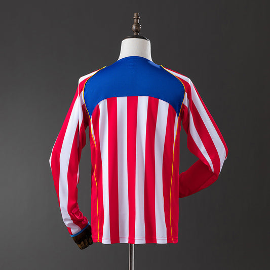 Camiseta retro Atlético de Madrid 2004/05 primera equipación manga larga detalle – Cortita y al Pie