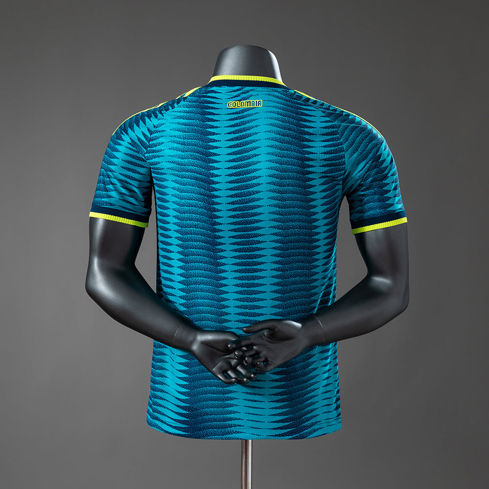 Camiseta Colombia Mundial 2026 segunda equipación versión jugador detalle – Cortita y al Pie