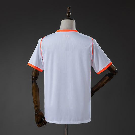 Camiseta Países Bajos Mundial 2026 segunda equipación versión fan azul detalle – Cortita y al Pie