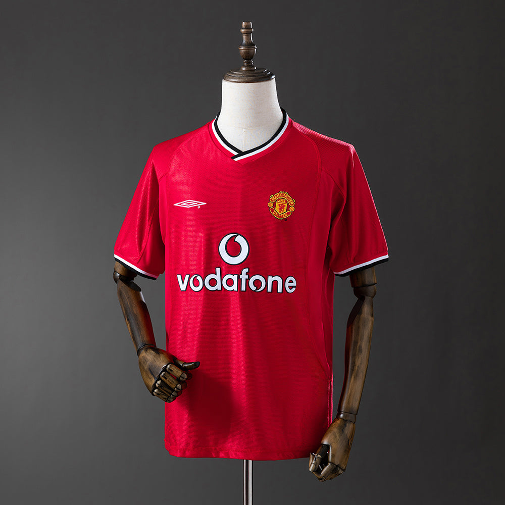 Camiseta retro Manchester United 2000/01 primera equipación roja Keane Beckham Premier – Cortita y al Pie
