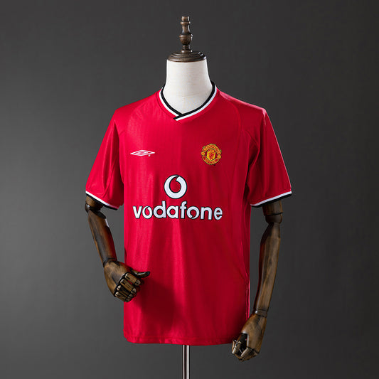 Camiseta retro Manchester United 2000/01 primera equipación roja Keane Beckham Premier – Cortita y al Pie