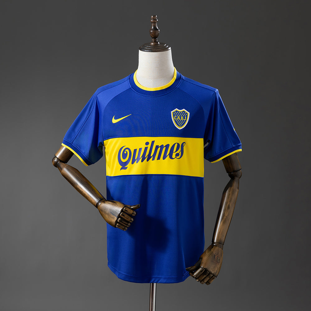Camiseta retro Boca Juniors 2000/01 primera equipación azul amarilla Riquelme Palermo – Cortita y al Pie