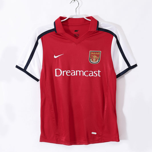 Camiseta retro Arsenal 2001/02 primera equipación roja Bergkamp Henry doblete – Cortita y al Pie