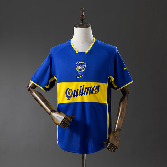 Camiseta retro Boca Juniors 2001/02 primera equipación azul amarilla Riquelme Palermo – Cortita y al Pie