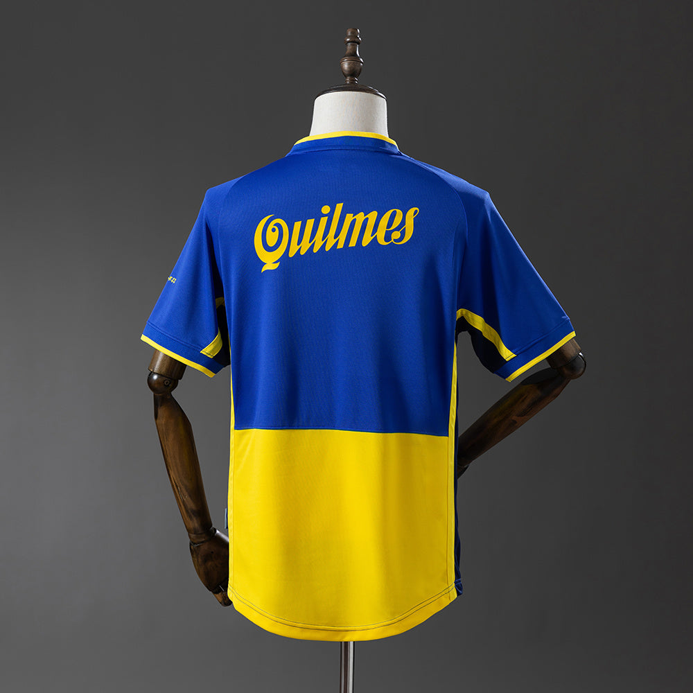 Camiseta retro Boca Juniors 2001/02 primera equipación detalle escudo Libertadores – Cortita y al Pie