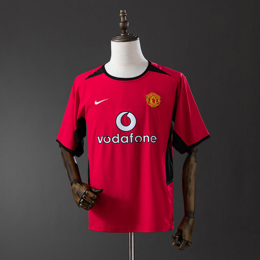 Camiseta retro Manchester United 2002/03 primera equipación roja Ronaldo Van Nistelrooy Premier – Cortita y al Pie