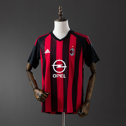 Camiseta retro AC Milan 2002/03 primera equipación roja negra Shevchenko Pirlo Champions – Cortita y al Pie