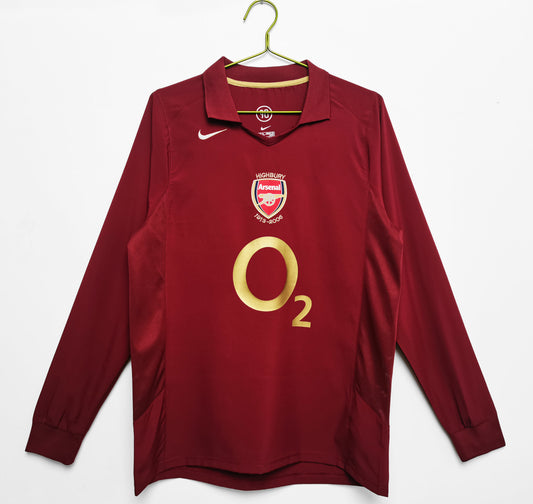 Camiseta retro Arsenal 2005/06 primera equipación manga larga roja Henry UCL – Cortita y al Pie
