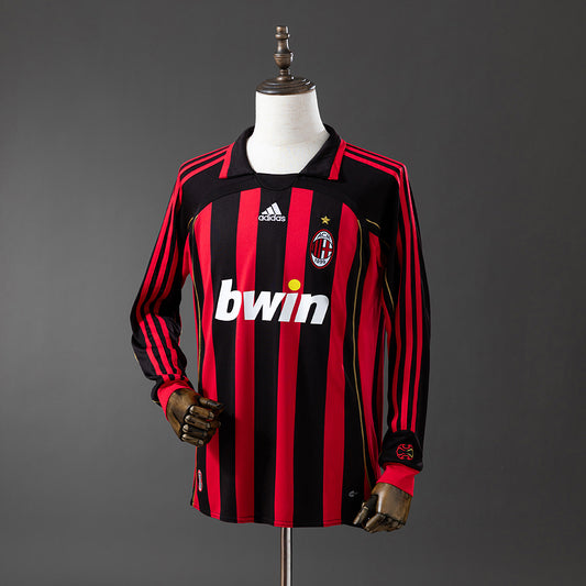 Camiseta retro AC Milan 2006/07 primera equipación manga larga Kaká Maldini Champions – Cortita y al Pie
