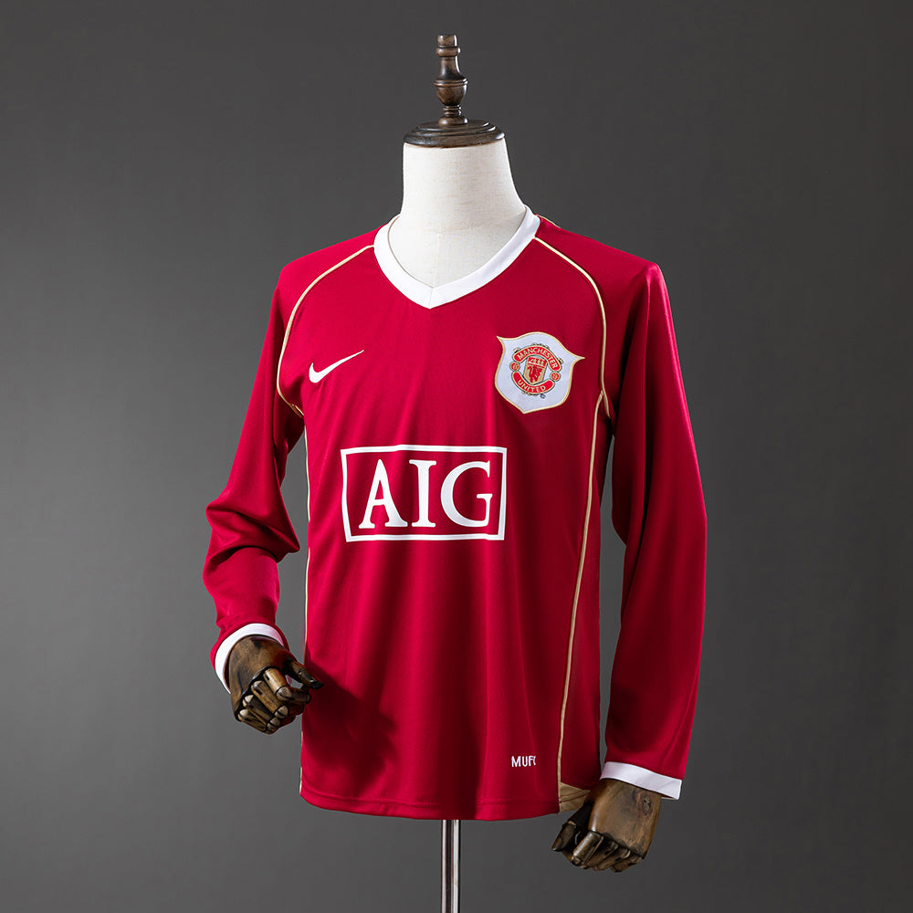 Camiseta retro Manchester United 2006/07 primera equipación manga larga Ronaldo Premier – Cortita y al Pie