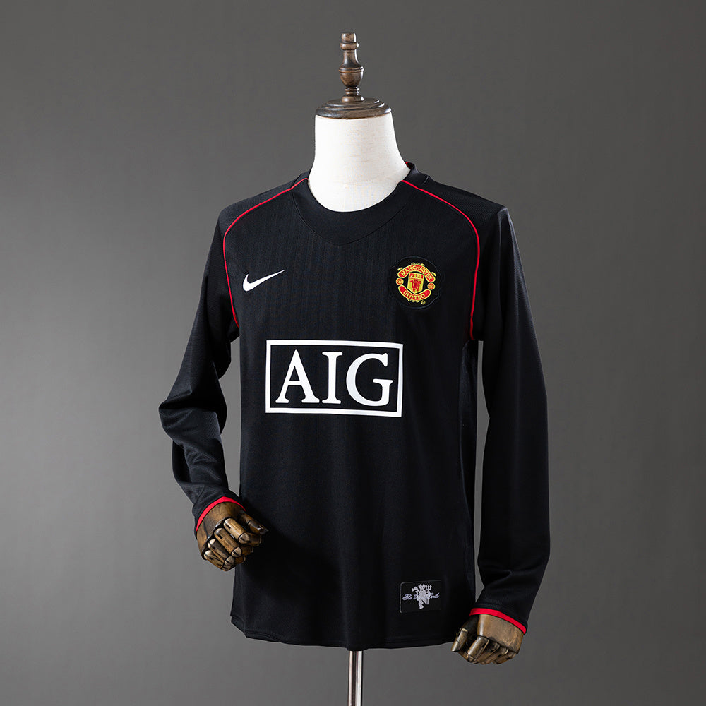 Camiseta retro Manchester United 2007/08 segunda equipación manga larga final Champions Moscú – Cortita y al Pie