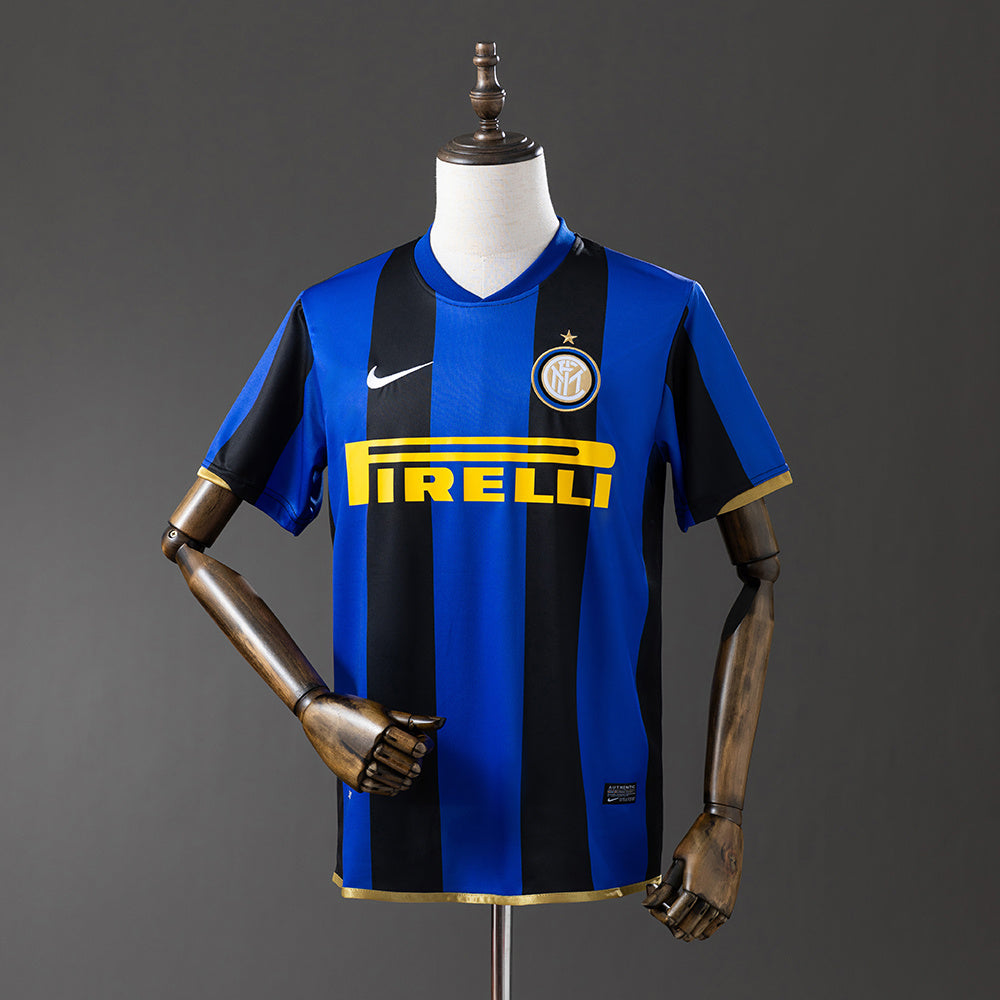 Camiseta retro Inter de Milán 2008/09 primera equipación azul negra Ibrahimovic Eto'o – Cortita y al Pie