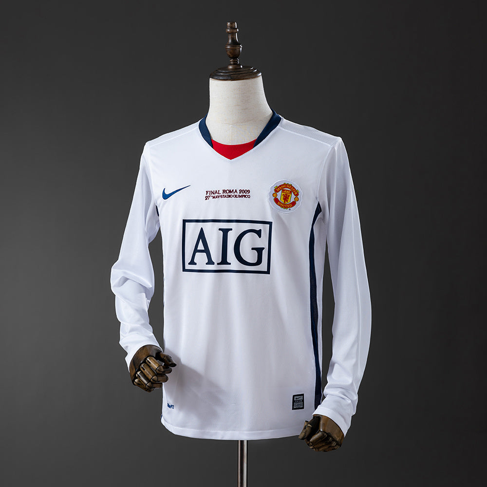 Camiseta retro Manchester United 2008/09 tercera equipación manga larga UCL Final Roma – Cortita y al Pie