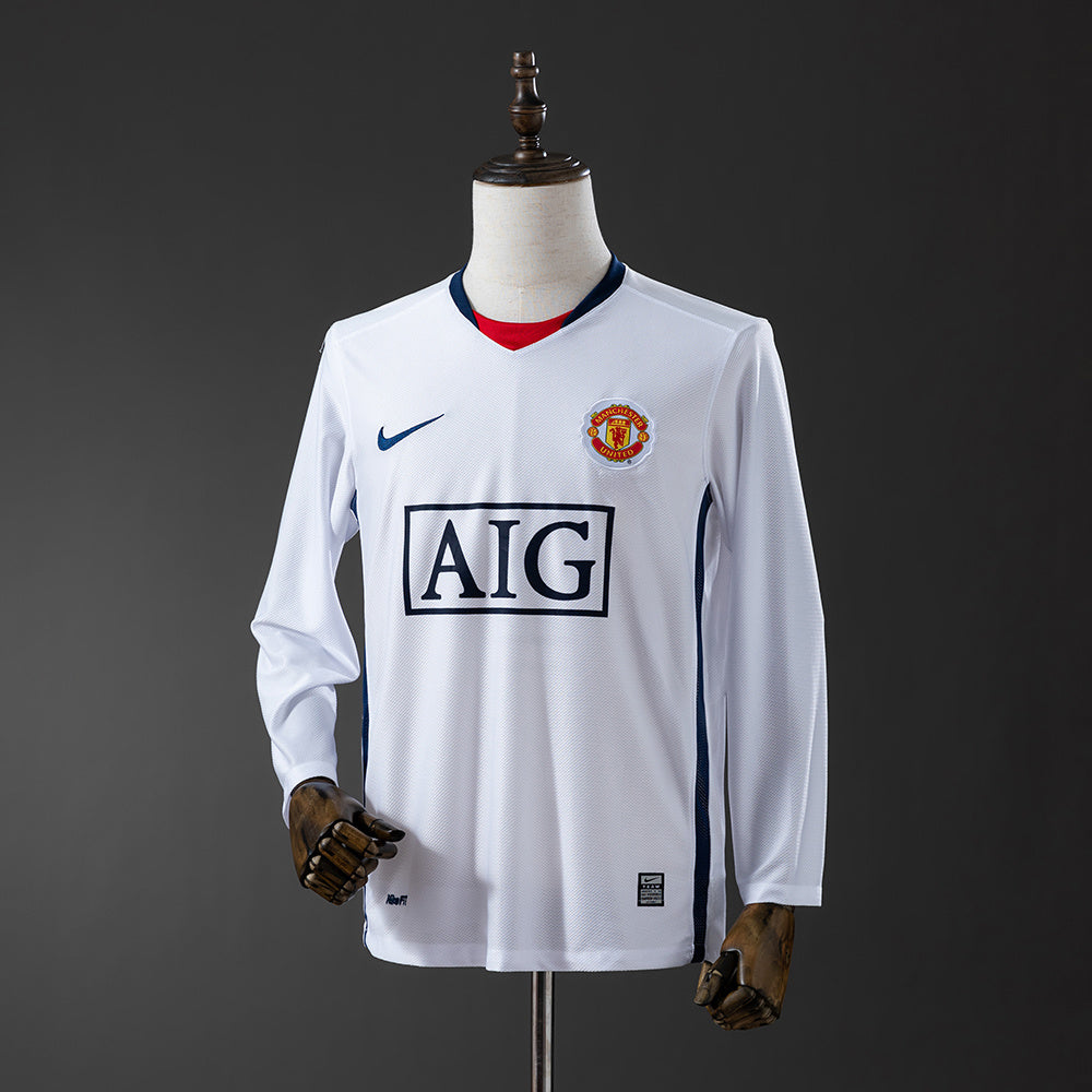Camiseta retro Manchester United 2008/09 tercera equipación manga larga azul Premier – Cortita y al Pie