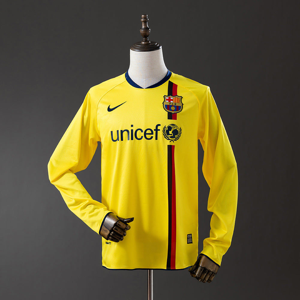 Camiseta retro FC Barcelona 2008/09 segunda equipación manga larga naranja sextete – Cortita y al Pie