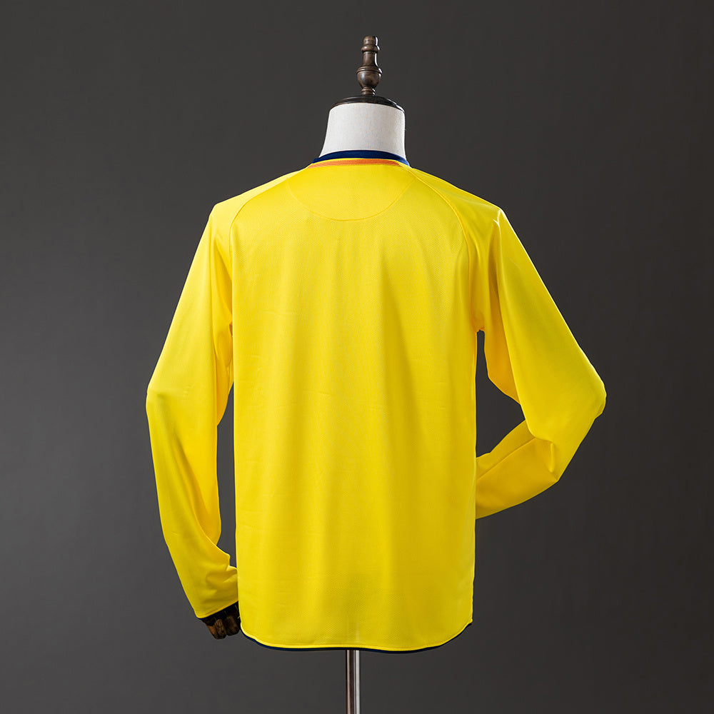 Camiseta retro FC Barcelona 2008/09 segunda equipación manga larga detalle – Cortita y al Pie