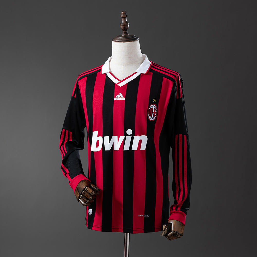Camiseta retro AC Milan 2009/10 primera equipación manga larga roja Serie A – Cortita y al Pie
