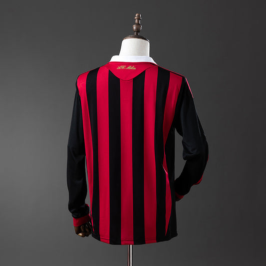 Camiseta retro AC Milan 2009/10 primera equipación manga larga detalle escudo – Cortita y al Pie