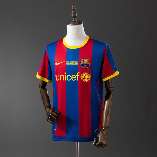 Camiseta retro FC Barcelona 2010/11 primera equipación final UCL Wembley Messi – Cortita y al Pie