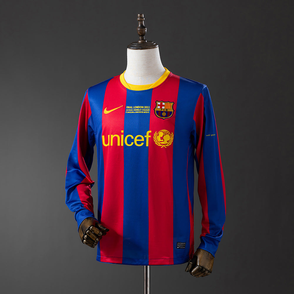 Camiseta retro FC Barcelona 2010/11 primera equipación manga larga final Wembley – Cortita y al Pie