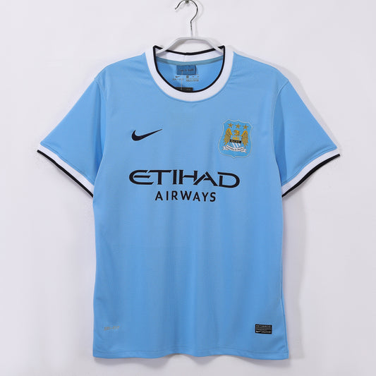 Camiseta retro Manchester City 2013/14 primera equipación celeste Agüero Kompany Premier – Cortita y al Pie