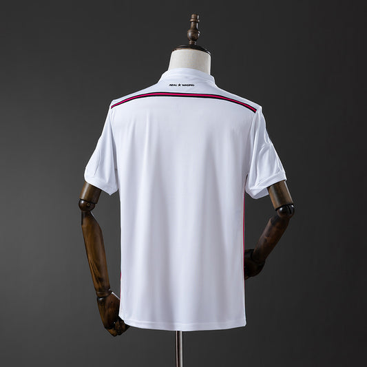 Camiseta retro Real Madrid 2014/15 primera equipación blanca detalle escudo – Cortita y al Pie