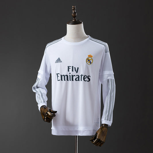 Camiseta retro Real Madrid 2015/16 primera equipación manga larga blanca – Cortita y al Pie