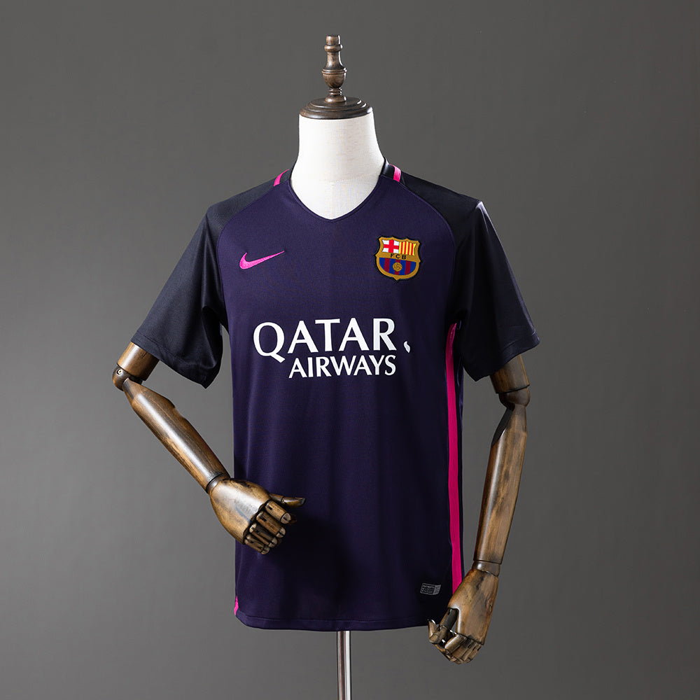 Camiseta retro FC Barcelona 2016/17 segunda equipación naranja Messi Suárez LaLiga – Cortita y al Pie