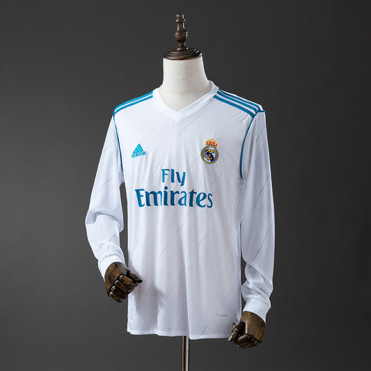 Camiseta retro Real Madrid 2017/18 primera equipación manga larga blanca Champions – Cortita y al Pie