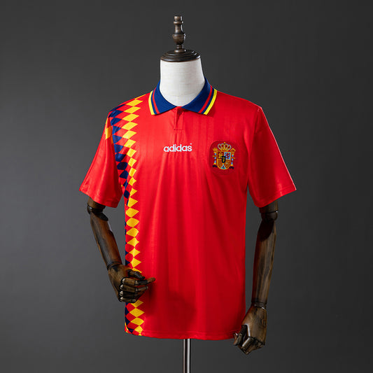 Camiseta retro España 1994 primera equipación roja Hierro Zubizarreta USA – Cortita y al Pie