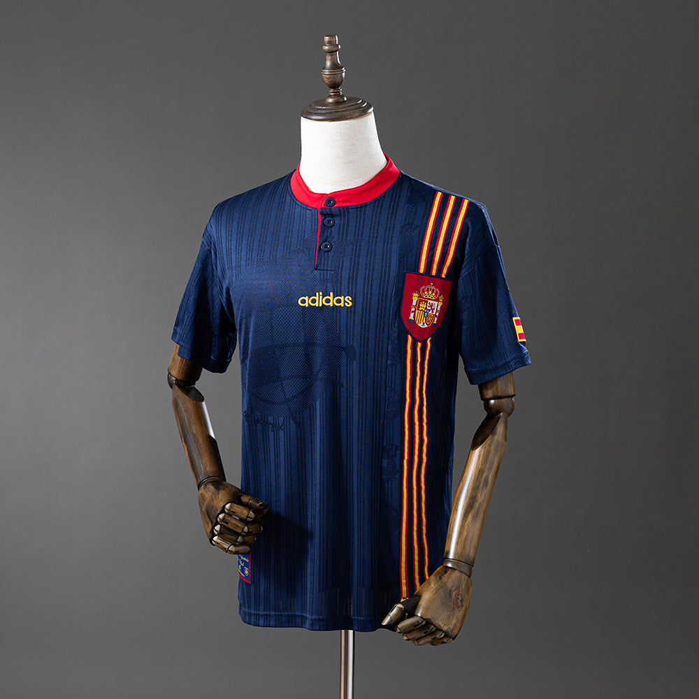 Camiseta retro España 1996 segunda equipación blanca Hierro Eurocopa – Cortita y al Pie