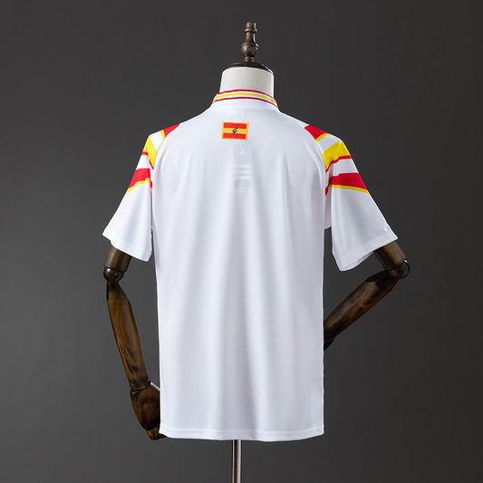 Camiseta retro España 1996 tercera equipación azul marino detalle escudo – Cortita y al Pie