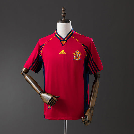 Camiseta retro España 1998 primera equipación roja Raúl Hierro Francia – Cortita y al Pie