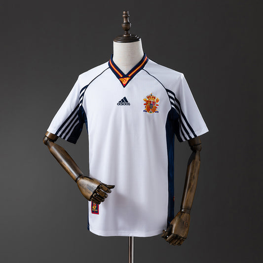 Camiseta retro España 1998 segunda equipación blanca Raúl Kiko Francia – Cortita y al Pie