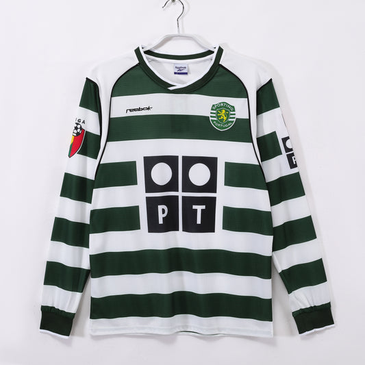 Camiseta retro Sporting de Lisboa 2001/02 primera equipación manga larga Ronaldo – Cortita y al Pie