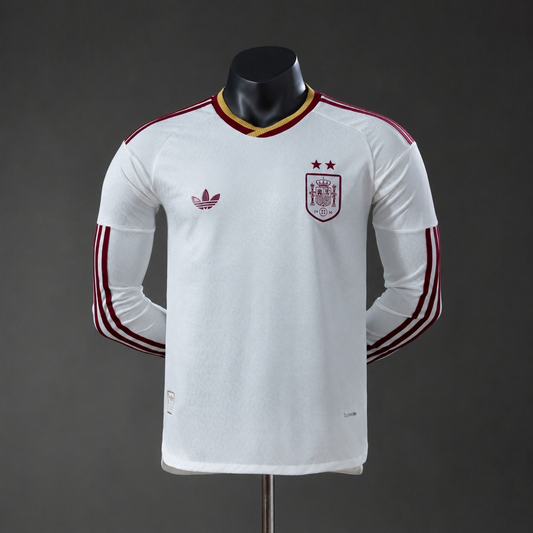 Camiseta España Mundial 2026 – Segunda Equipación Versión Jugador Manga Larga (Dos Estrellas)