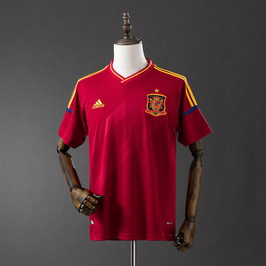 Camiseta retro España 2012 primera equipación roja Eurocopa triple corona – Cortita y al Pie