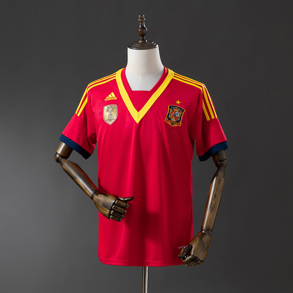 Camiseta retro España 2013 primera equipación roja Villa Silva Confederaciones – Cortita y al Pie