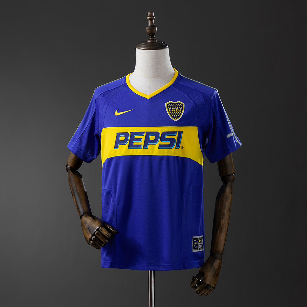 Camiseta retro Boca Juniors 2003/04 primera equipación azul amarilla Tevez Libertadores – Cortita y al Pie