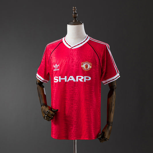 Camiseta retro Manchester United 1991/92 primera equipación roja Premier League debut – Cortita y al Pie