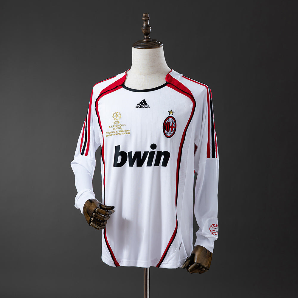 Camiseta retro AC Milan 2006/07 segunda equipación manga larga final UCL Atenas blanca – Cortita y al Pie