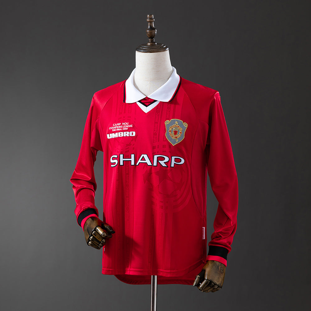 Camiseta retro Manchester United 1999/00 primera equipación manga larga UCL Final Camp Nou – Cortita y al Pie