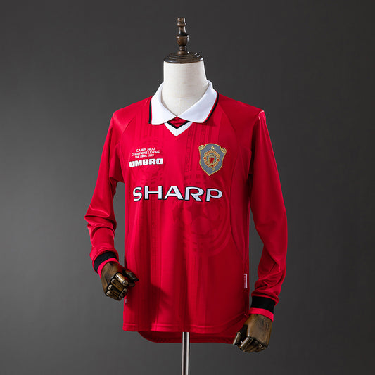 Camiseta retro Manchester United 1999/00 primera equipación manga larga UCL Final Camp Nou – Cortita y al Pie